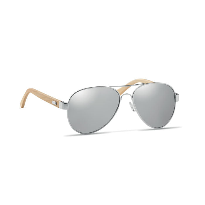 Branded Bamboo sunglasses in pouch