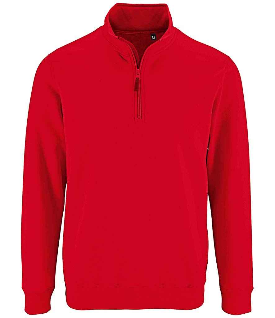 SOL'S Stan Contrast Zip Neck Sweatshirt Red