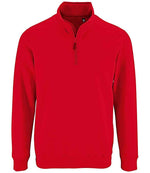 SOL'S Stan Contrast Zip Neck Sweatshirt Red