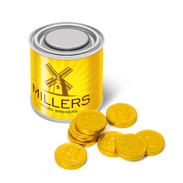 Branded Small Paint Tin - Chocolate Coins