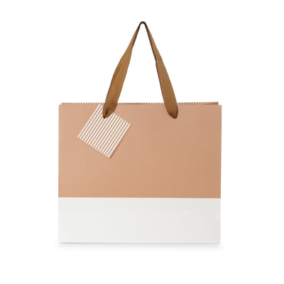 NATURAL paper bag, with gusset, handles and handtag