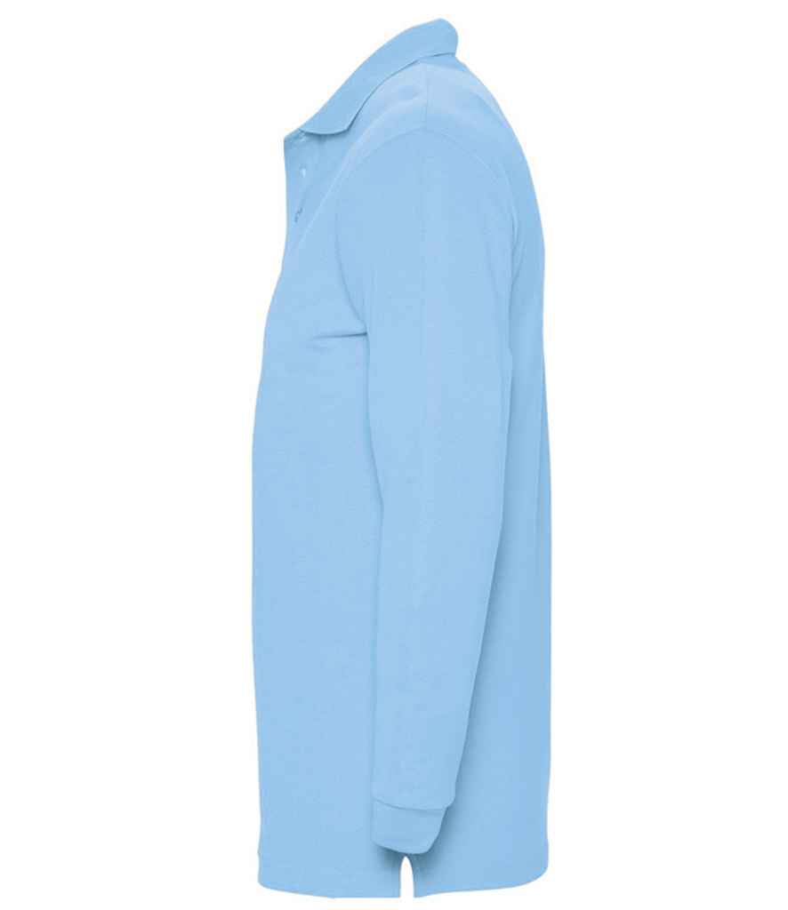 SOL'S Winter II Long Sleeve Cotton Piqué Polo Shirt Sky Blue
