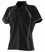 Finden + Hales Ladies Performance Piped Polo Shirt Black/White