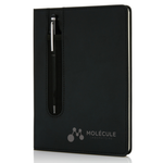 Branded Standard hardcover PU A5 notebook with stylus pen