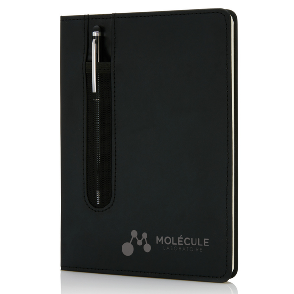 Branded Standard hardcover PU A5 notebook with stylus pen