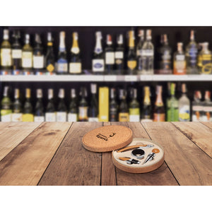 MORETO. Wood and metal wine set in cork box