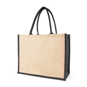 Chow Natural Jute Bag with trim + cotton webbing rope handles