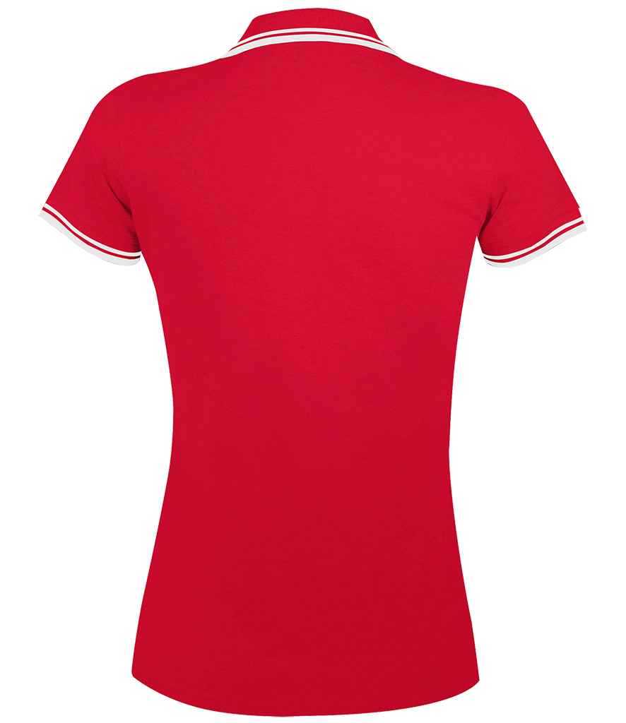 SOL'S Ladies Pasadena Tipped Cotton Piqué Polo Shirt Red/White