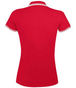 SOL'S Ladies Pasadena Tipped Cotton Piqué Polo Shirt Red/White