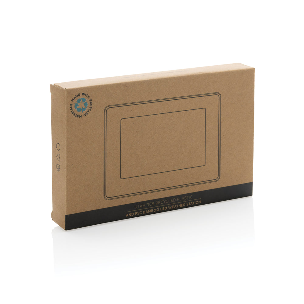 Branded Utah RCS recycled plastic and bamboo LED clock