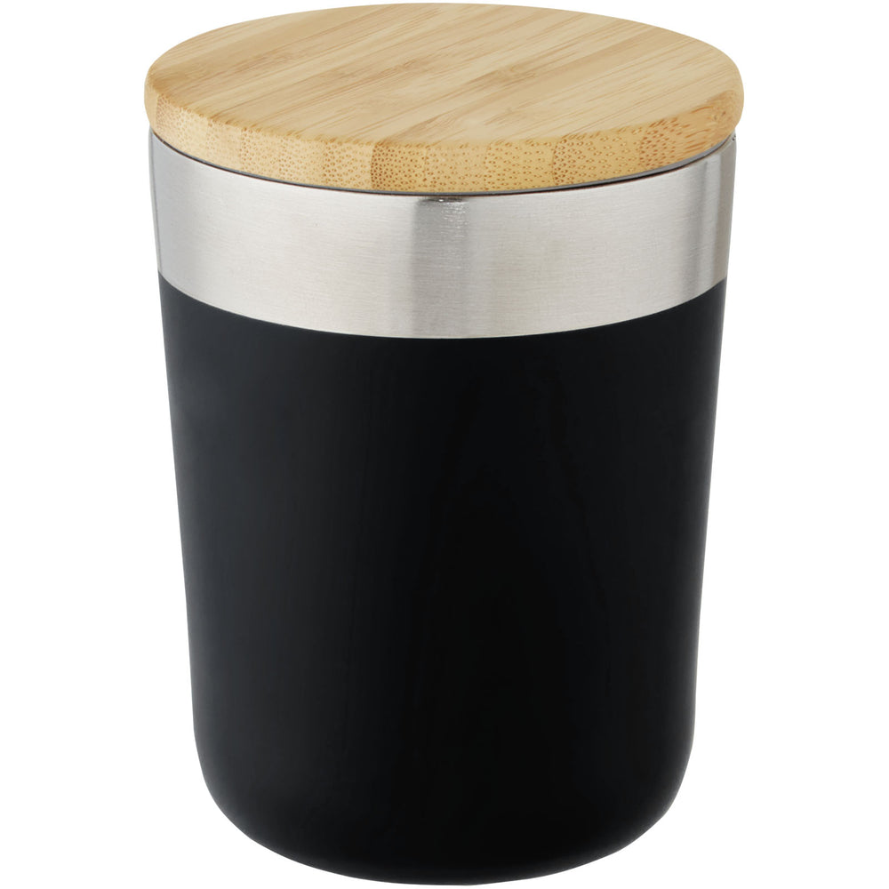 Branded Lagan 300 ml copper vacuum insulated stainless steel tumbler with bamboo lid