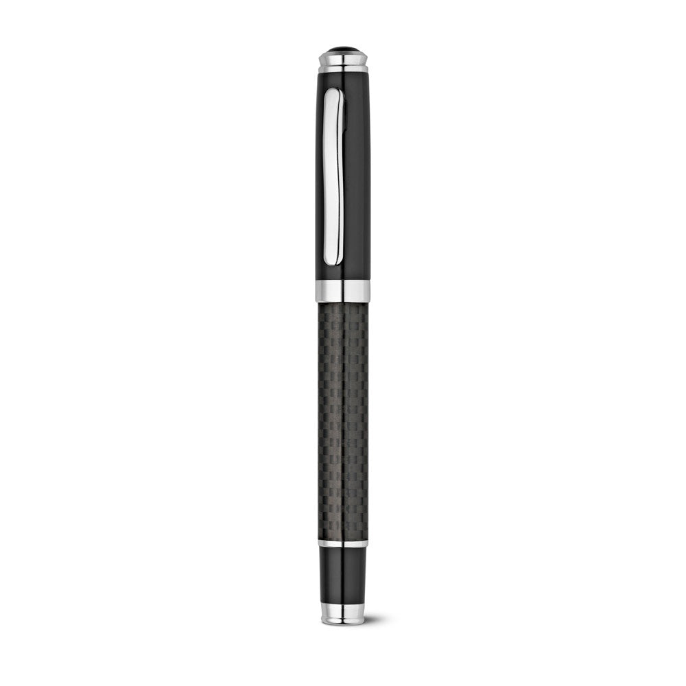 Chess Carbon Fibre Rollerball and Ball Pen Set Black