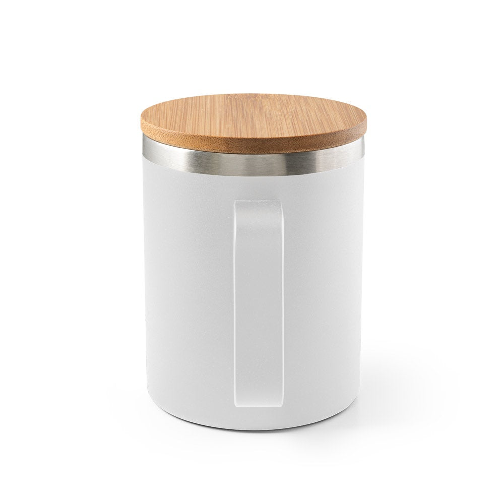 LAUDA. Mug in 90% recycled stainless steel with bamboo lid 420 mL