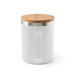 LAUDA. Mug in 90% recycled stainless steel with bamboo lid 420 mL