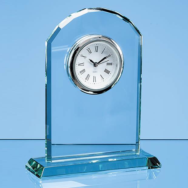 Branded 17cm Jade Glass Arch Clock