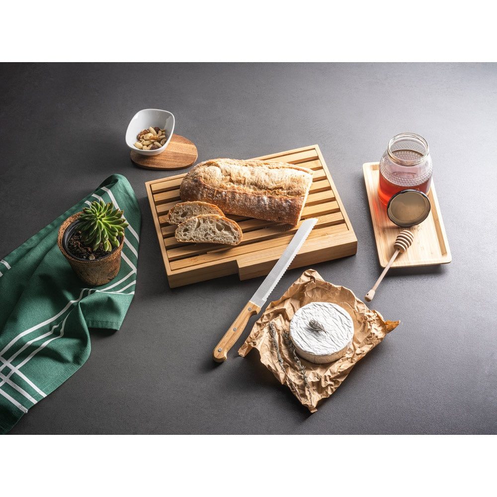 PASSARD. Bread board in bamboo with stainless steel knife