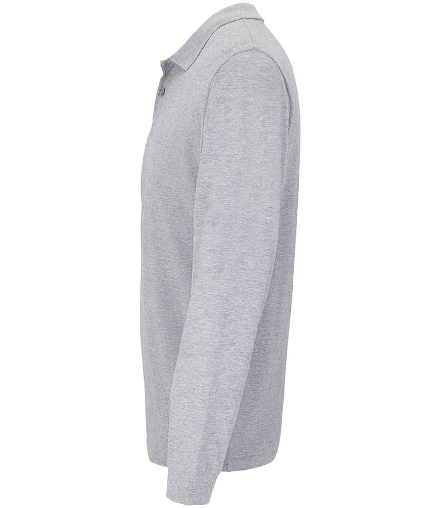 SOL'S Unisex Planet Long Sleeve Piqué Polo Shirt Grey Marl