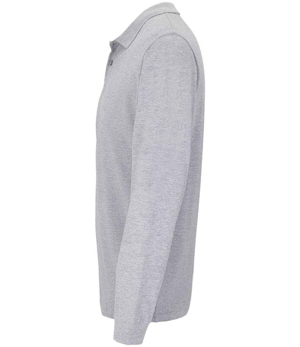 SOL'S Unisex Planet Long Sleeve Piqué Polo Shirt Grey Marl