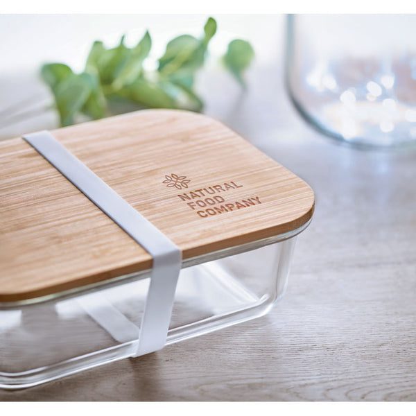Branded Glass lunchbox with bamboo lid