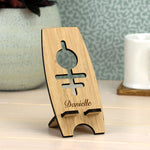 Curved Sided Bamboo Phone Stand