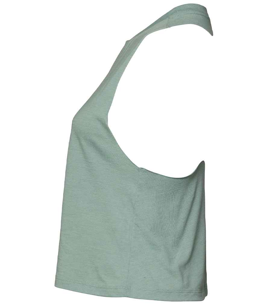 Bella Ladies Racer Back Cropped Tank Top Heather Dusty Blue