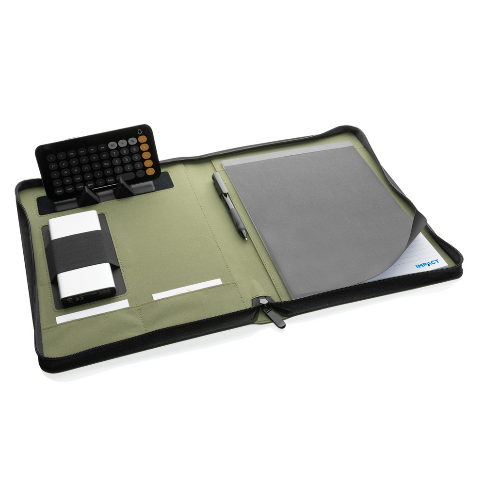 Branded Impact Aware™ deluxe 300D tech portfolio with zipper