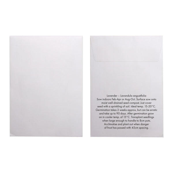 Seed Pack in White Paper Envelope Lavendar