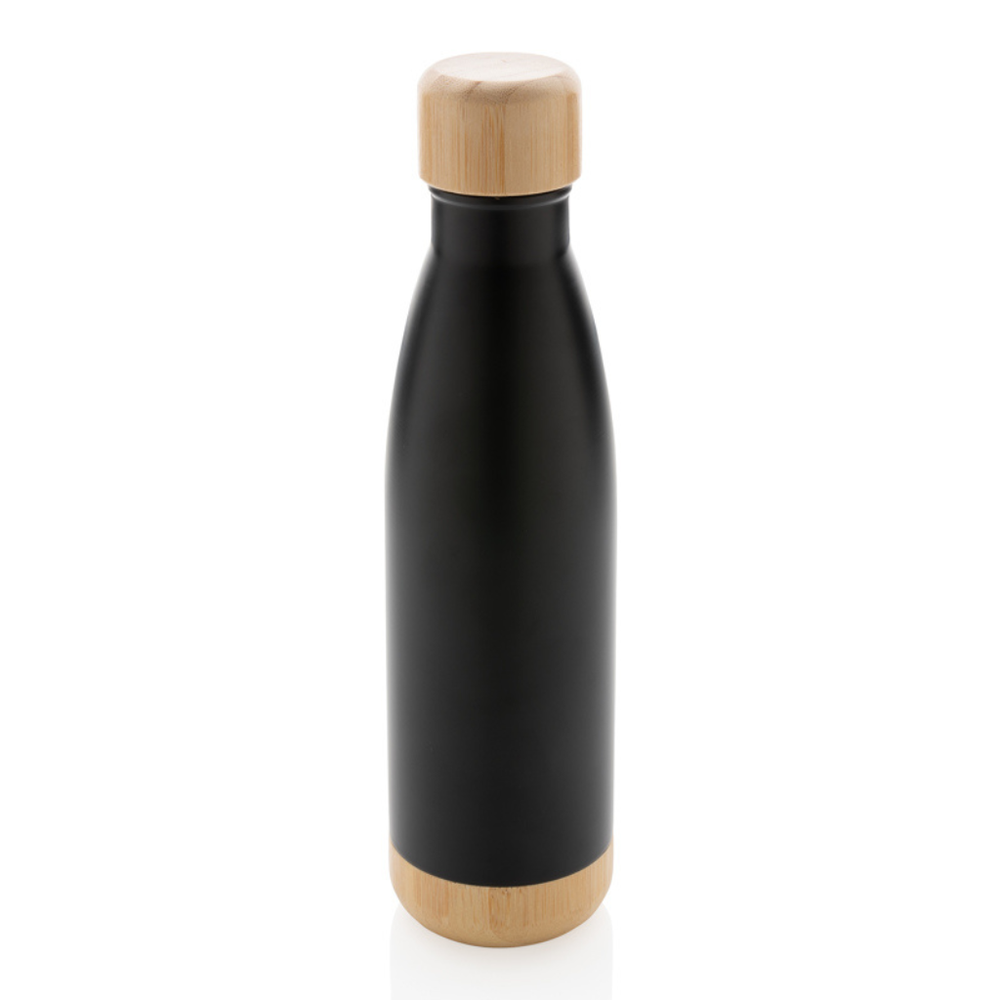 Vacuum stainless steel bottle with bamboo lid and bottom