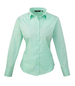 Premier Ladies Long Sleeve Poplin Blouse Aqua