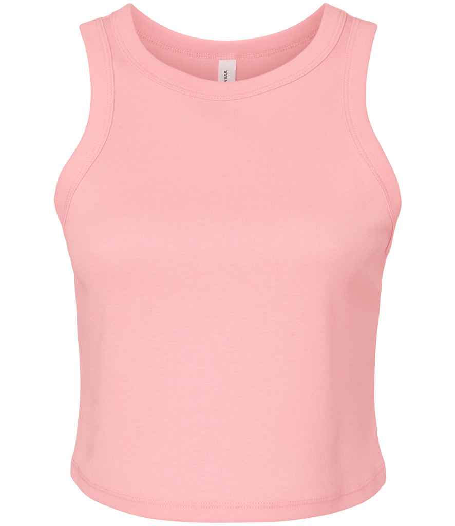 Bella Ladies Micro Rib Racer Tank Top Solid Pink Blend