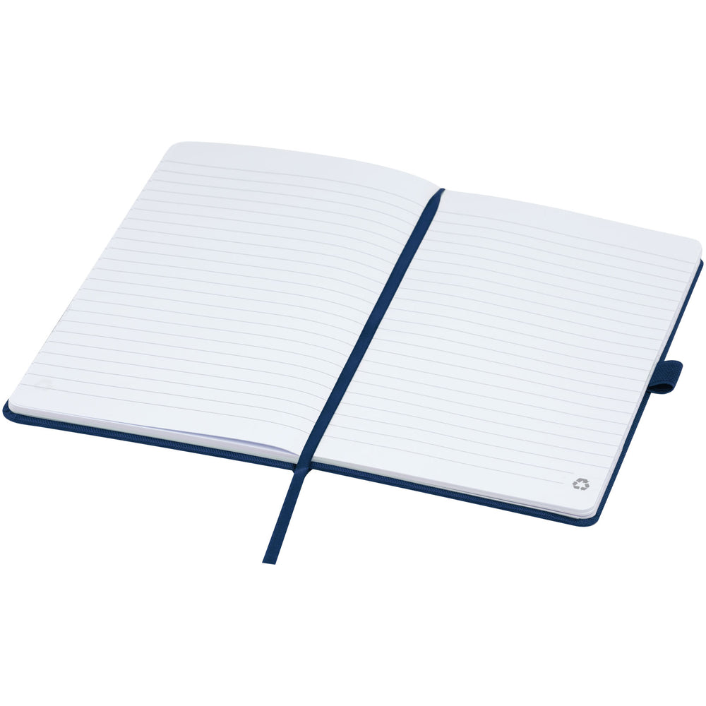 Branded Honua A5 recycled paper notebook with recycled PET cover