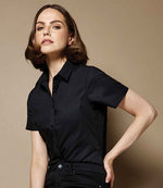 Kustom Kit Ladies Short Sleeve Tailored Poplin Shirt Black