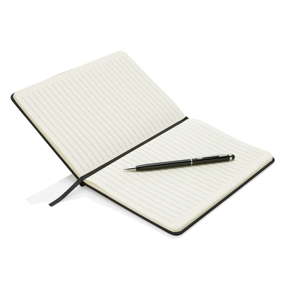 Branded Standard hardcover PU A5 notebook with stylus pen