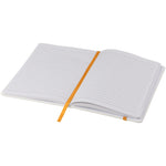 Branded Spectrum A5 white notebook with coloured strap