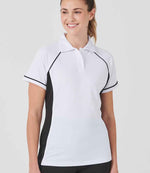 Finden + Hales Ladies Performance Piped Polo Shirt White/Black/Black