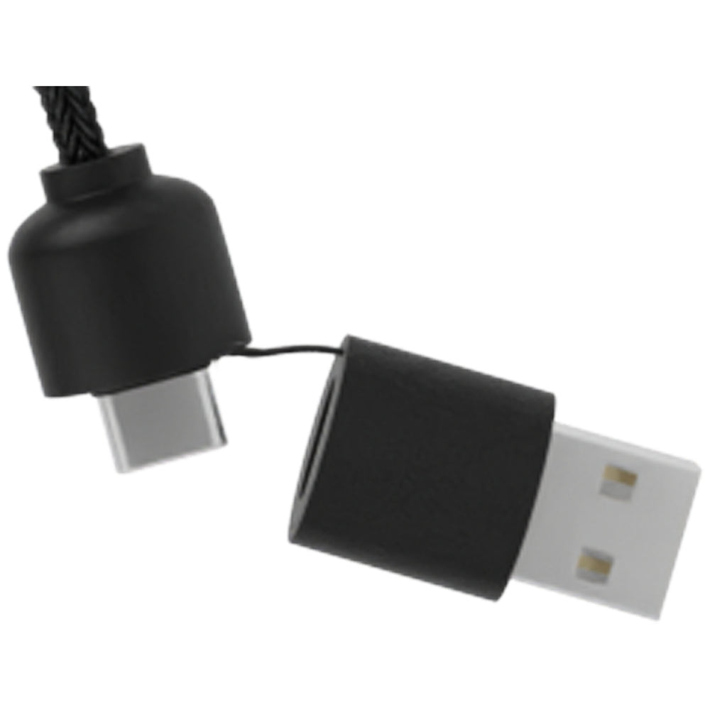 Branded SCX.design C38 5-in-1 rPET light-up logo charging cable with squared wooden casing