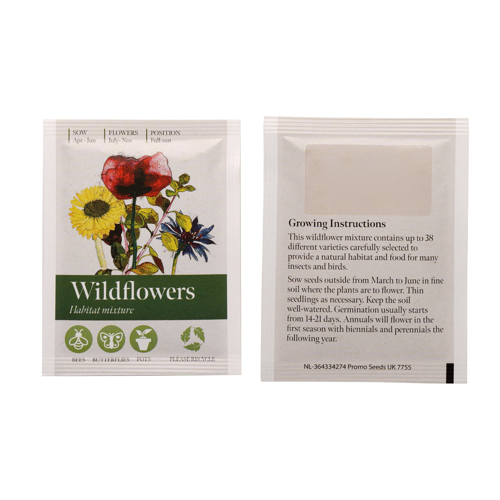 Seed Packet with Sticker to back Wild Flowers Mix