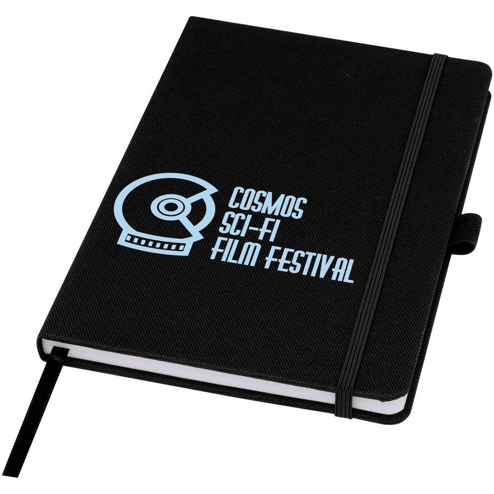 Branded Honua A5 recycled paper notebook with recycled PET cover