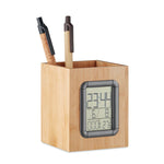 Bamboo penholder and LCD clock