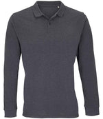 SOL'S Unisex Planet Long Sleeve Piqué Polo Shirt Charcoal Marl