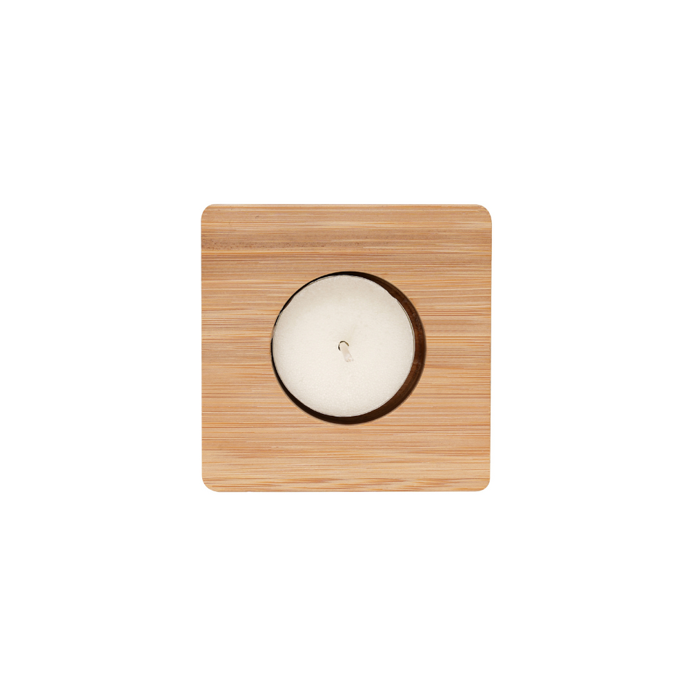 NATURAL Bamboo Candle Holder with Candle