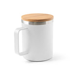 LAUDA. Mug in 90% recycled stainless steel with bamboo lid 420 mL