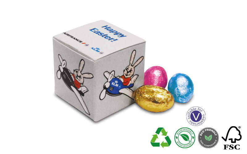 Easter Cube Box with Foiled Chocolate Eggs