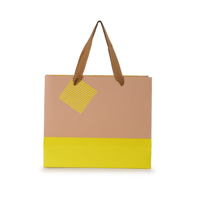 NATURAL paper bag, with gusset, handles and handtag