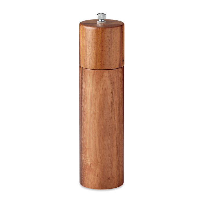 Branded Pepper grinder in acacia wood