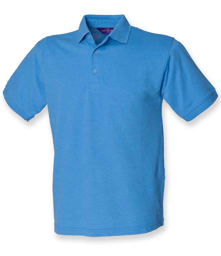 Henbury Heavy Poly/Cotton Piqué Polo Shirt Mid Blue