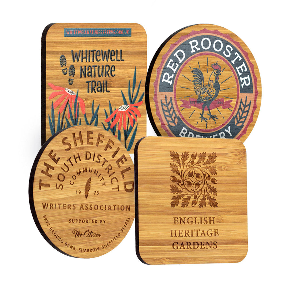 92mm x 92mm Bamboo Coaster with Cork Base