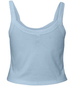 Bella Ladies Micro Rib Spaghetti Strap Tank Top Solid Baby Blue Blend