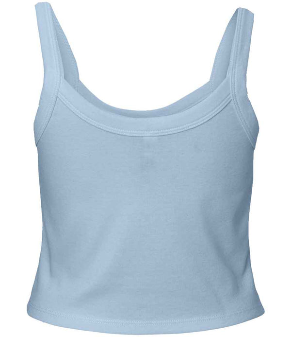 Bella Ladies Micro Rib Spaghetti Strap Tank Top Solid Baby Blue Blend