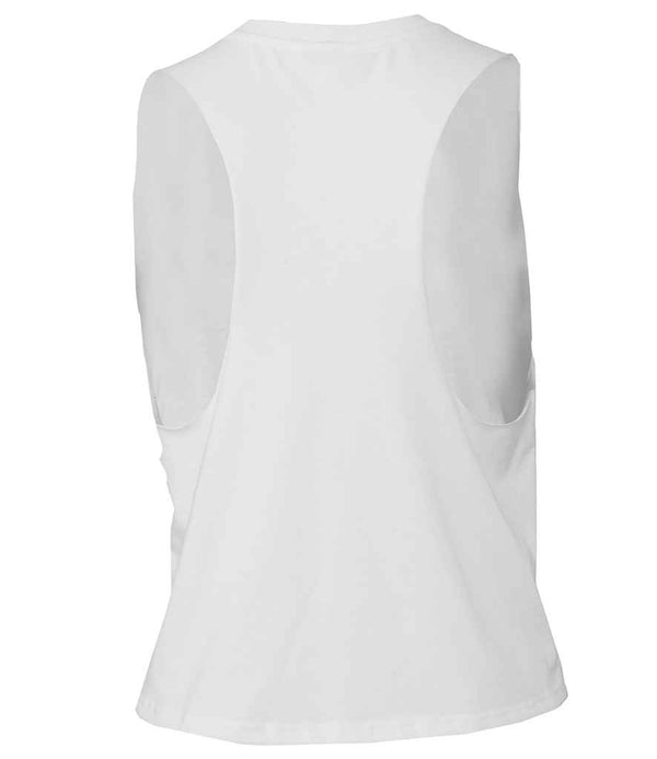 Bella Ladies Racer Back Cropped Tank Top White